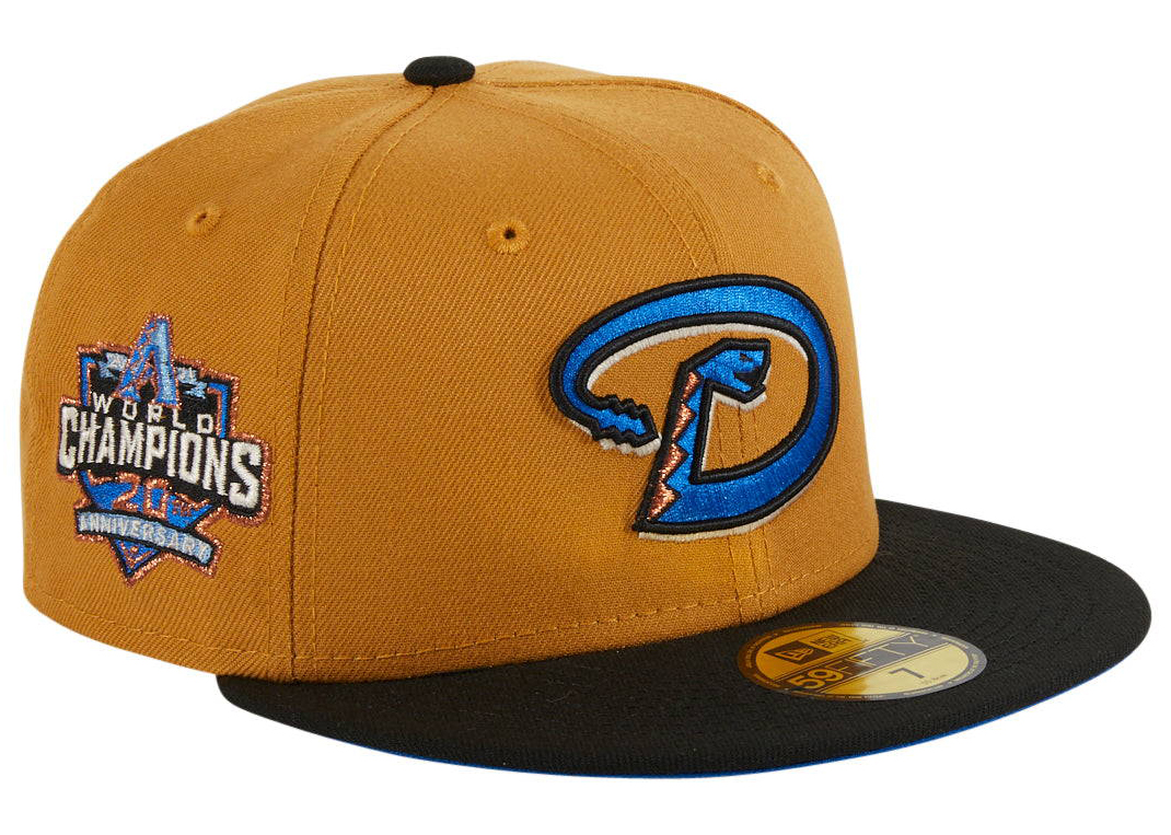 New Era Toronto Blue Jays Ancient Egypt 25th Anniversary Hat Club Exclusive 59Fifty Fitted Hat Khaki/Black/Royal Blue