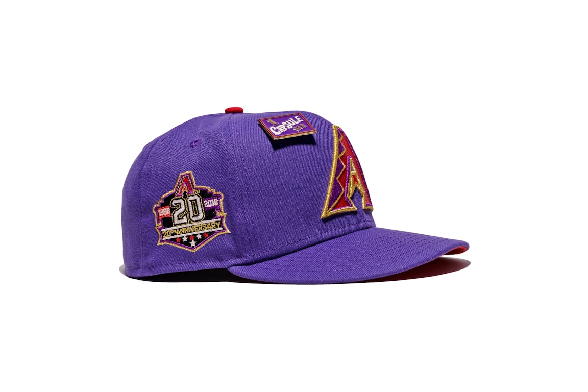 Pre-owned New Era Arizona Diamondbacks Capsule Bar Collection 20th Anniversary 59fifty Fitted Hat Purple/red