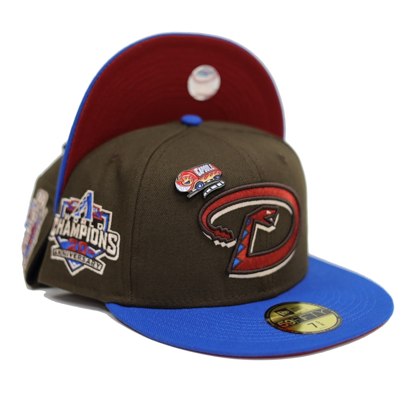 brown and red fitted hat