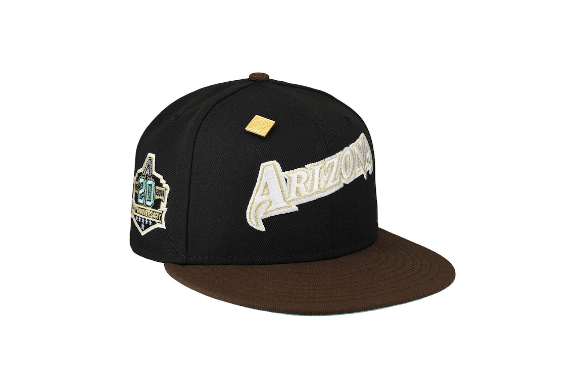 Pre-owned New Era Arizona Diamondbacks Capsule Vintage Series 20th Anniversary Patch 59fifty Fitted Hat Black/ In Black/teal