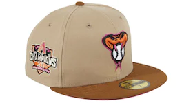 New Era Arizona Diamondbacks PBJ 20th Anniversary Champions Patch Snakehead Hat Club Exclusive 59Fifty Fitted Hat Tan/Brown