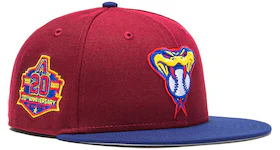 New Era Arizona Diamondbacks Sangria 20th Anniversary Patch Snakehead Hat Club Exclusive 59Fifty Fitted Hat Cardinal/Royal