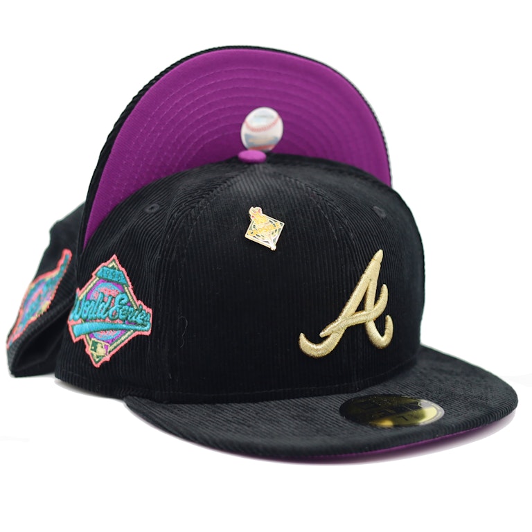 Pre-owned New Era Atlanta Braves '96 Olympic Collection (part 1) Corduroy 1996 World Series Capsule Hats Exclu In Black/purple