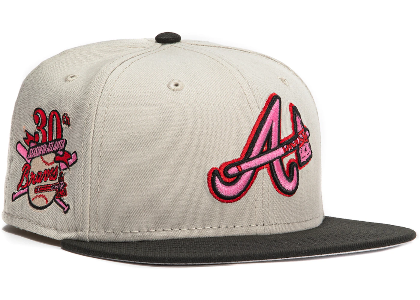 New Era Atlanta Braves Aux Pack Vol 2 30th Anniversary Patch Alternate Hat  Club Exclusive 59Fifty Fitted Hat Stone/Black Men's - SS22 - GB
