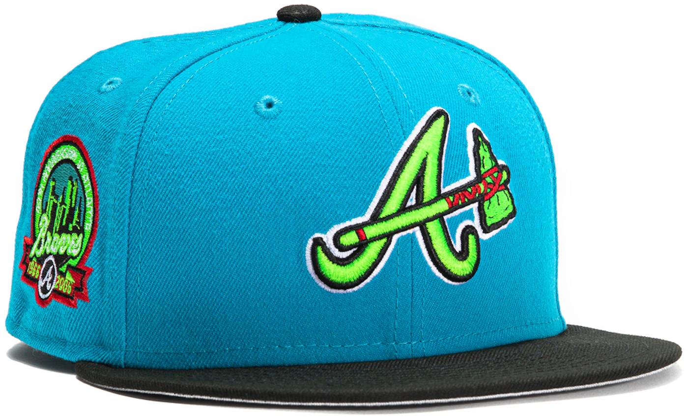 New Era Atlanta Braves Aux Pack Vol 2 40th Anniversary Patch Alternate Hat  Club Exclusive 59Fifty Fitted Hat Neon Blue/Black Men's - SS22 - GB