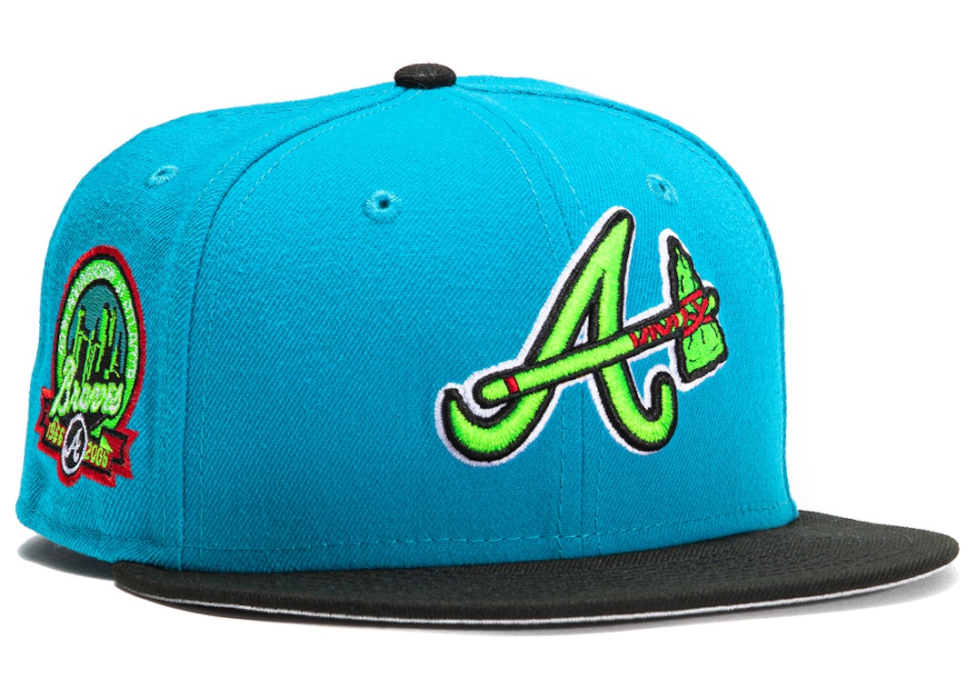 Pre-owned New Era Atlanta Braves Aux Pack Vol 2 40th Anniversary Patch Alternate Hat Club Exclusive 59fifty Fi In Neon Blue/black