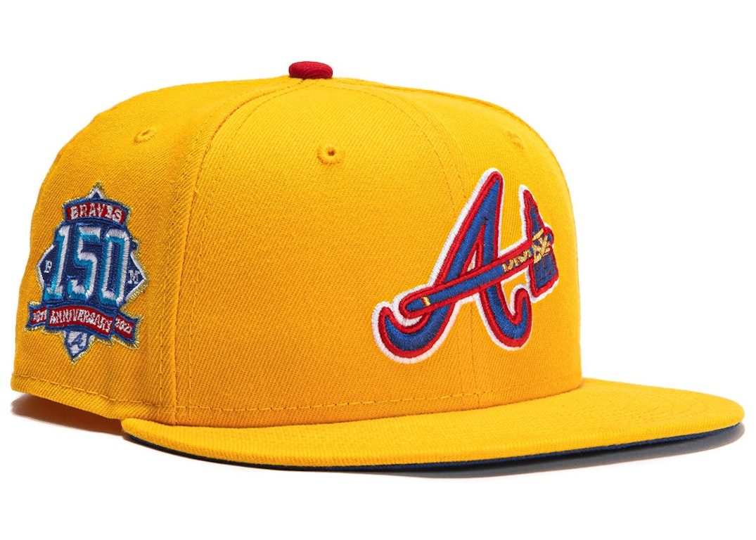 Pre-owned New Era Atlanta Braves Ballpark Snacks 150th Anniversary Patch Hat Club Exclusive 59fifty Hat Gold