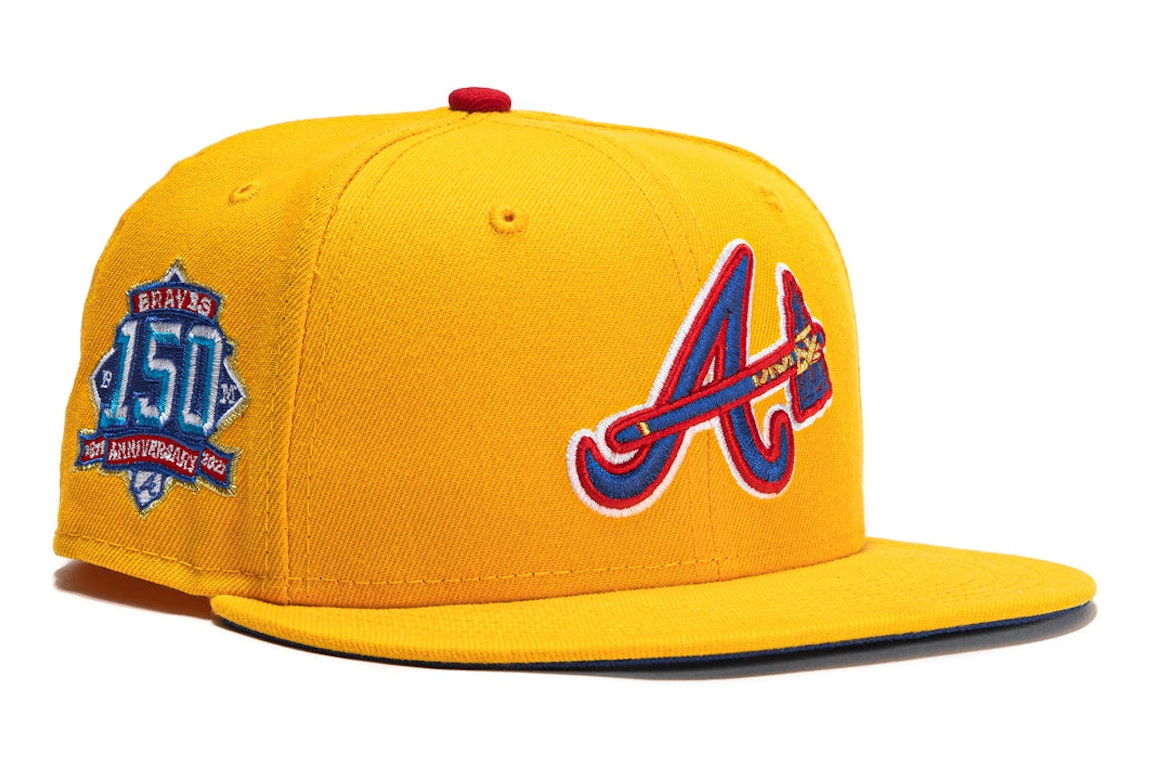 Pre-owned New Era Atlanta Braves Ballpark Snacks 150th Anniversary Patch Hat Club Exclusive 59fifty Hat Gold