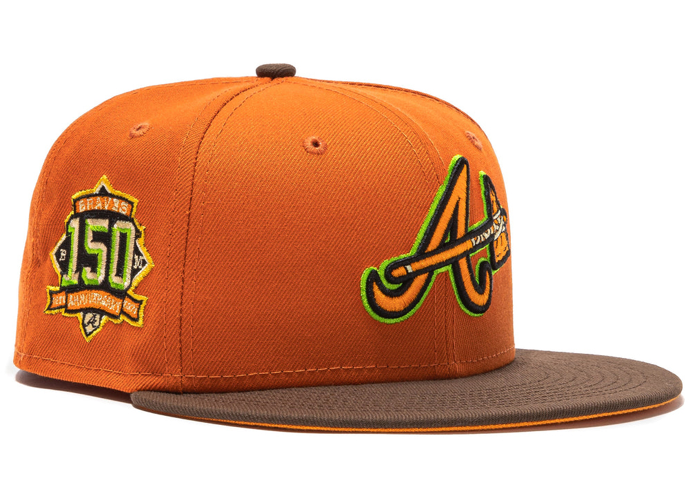 New Era Atlanta Braves Ballpark Snacks 150th Anniversary Patch Hat Club Exclusive 59Fifty Hat Gold