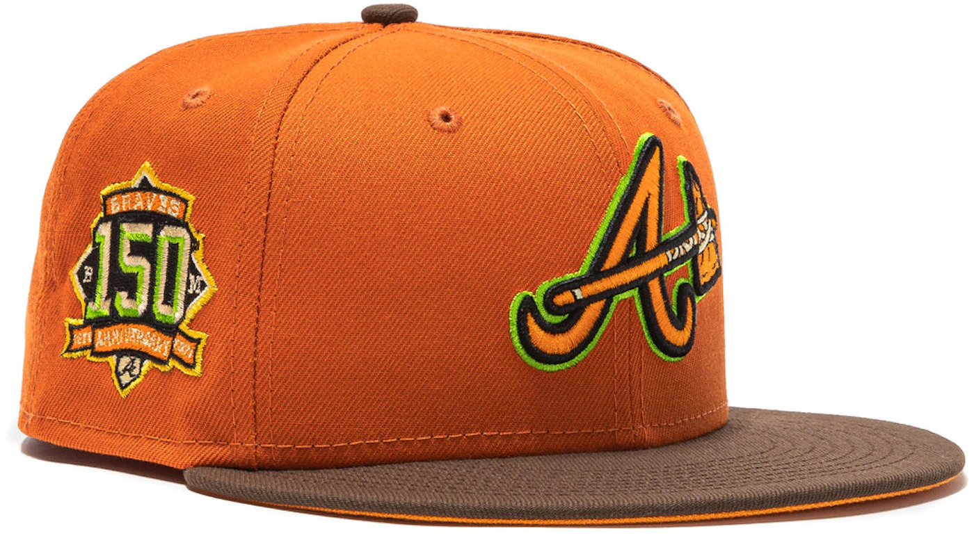 New Era Atlanta Braves Beer Pack 150th Anniversary Patch Alternate Hat Club  Exclusive 59Fifty Fitted Hat Orange/Brown Men's - SS22 - US