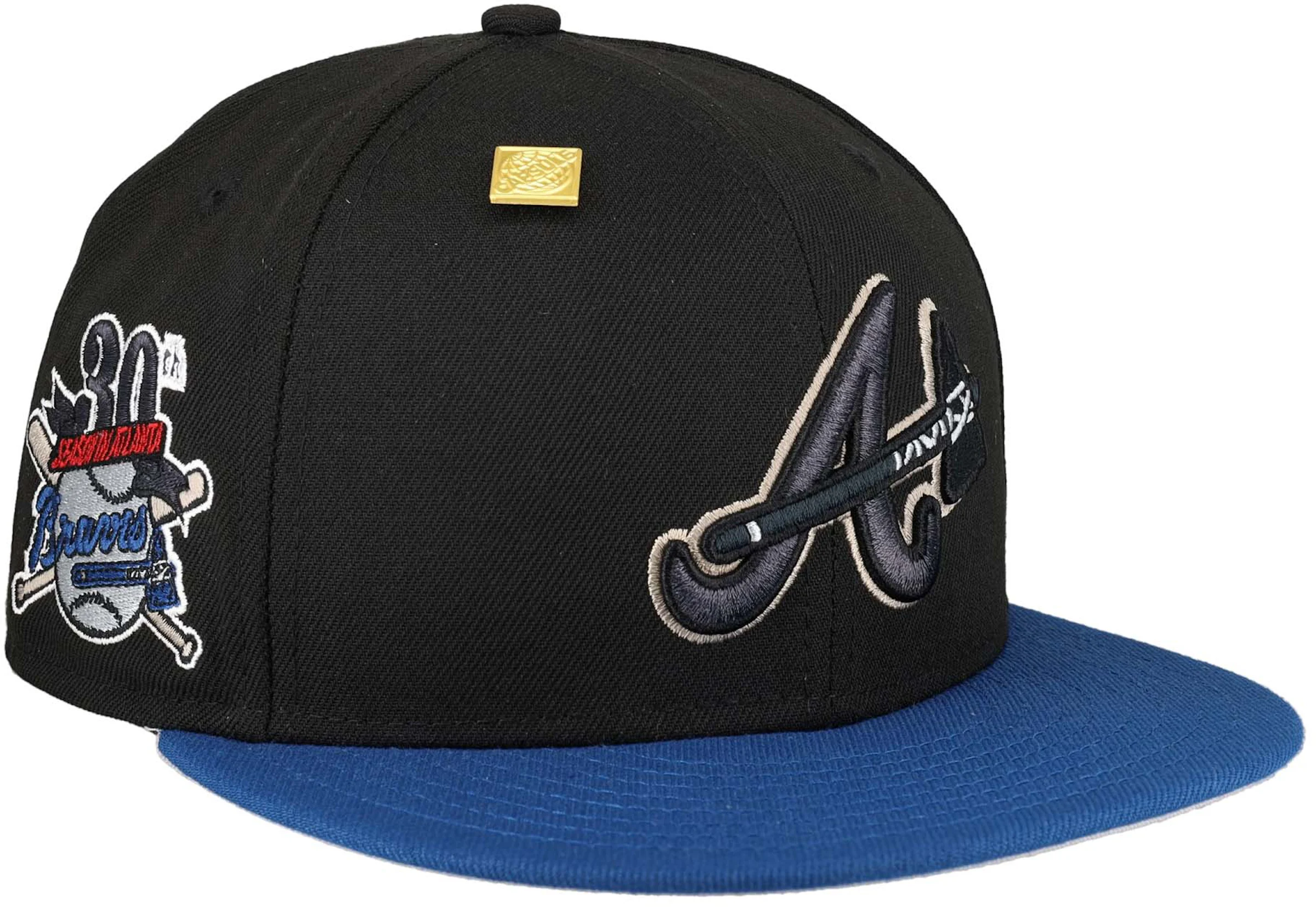 Atlanta Braves COOPERSTOWN BLACK PURSE STITCH Fitted Hat