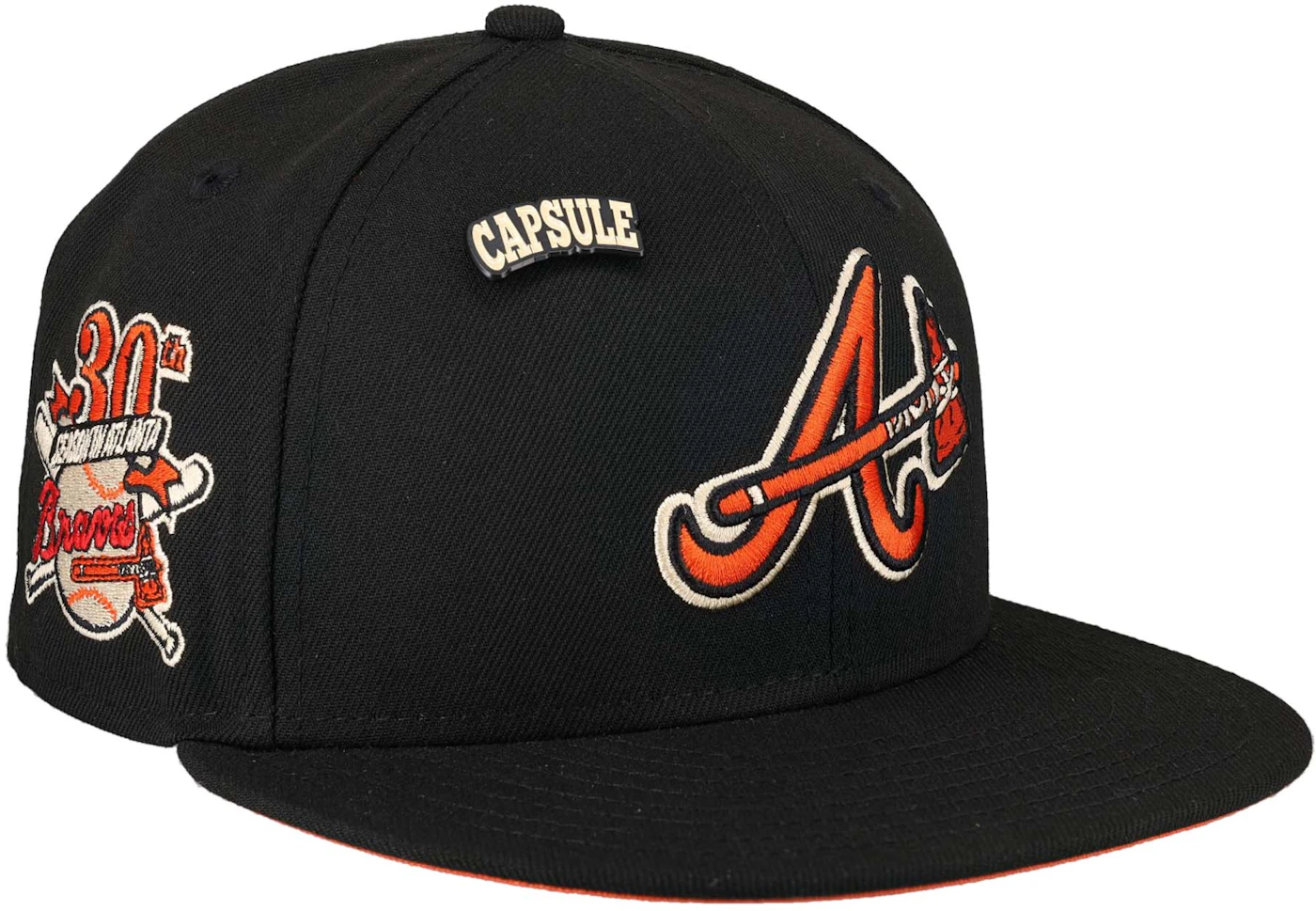 New Era Atlanta Braves Capsule Colors in Cream 30th Season Patch 59Fifty  Fitted Hat Black/Orange Men's - GB