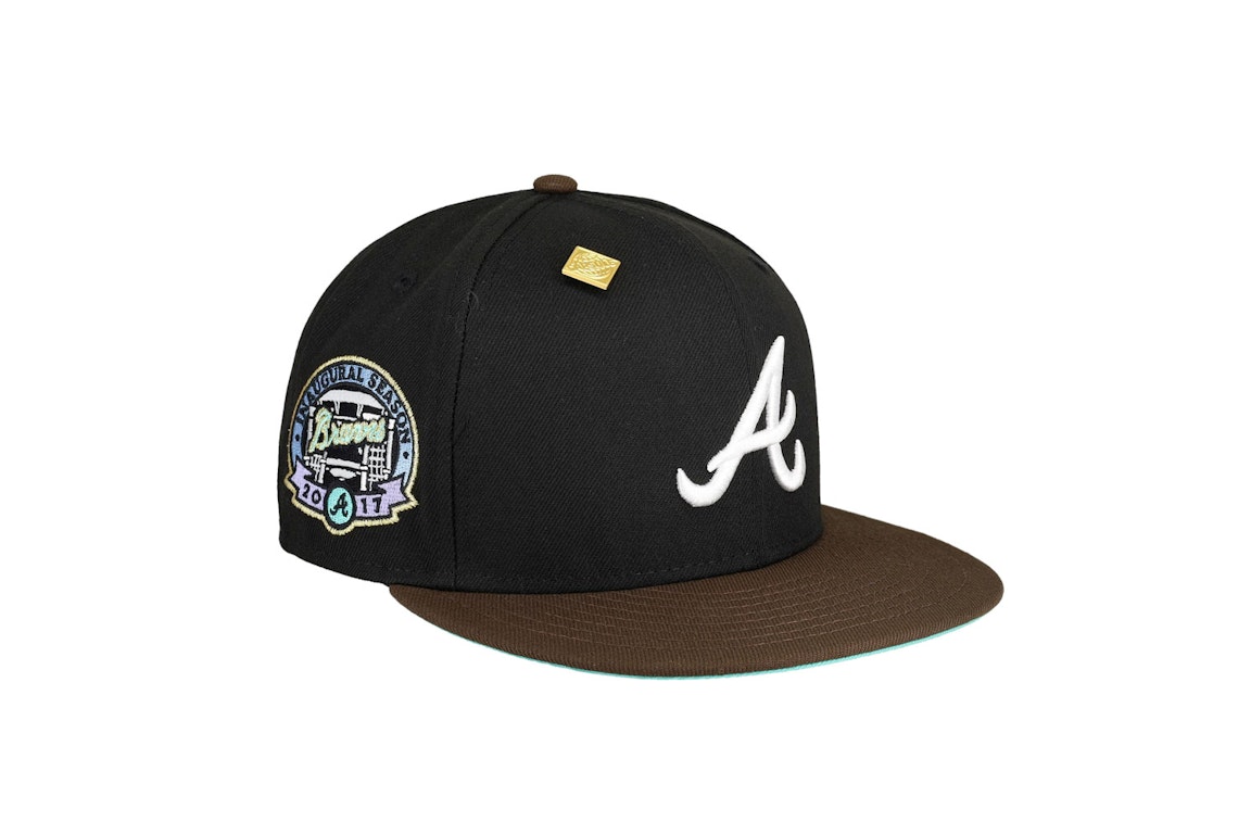 Pre-owned New Era Atlanta Braves Capsule Vintage Collection 2017 Inaugural Season Fitted Hat 59fifty Fitted Ha In Black/teal