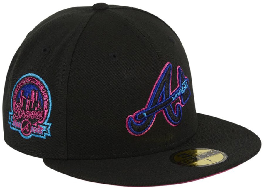 New Era Atlanta Braves Aux Pack Vol 2 40th Anniversary Patch Alternate Hat Club Exclusive 59FIFTY Fitted Hat Neon Blue/Black