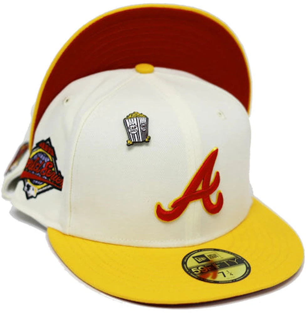 New Era Atlanta Braves Movie Collection 1996 World Series Patch Capsule Hats  Exclusive 59Fifty Fitted Hat Tan/Red - SS22 - US
