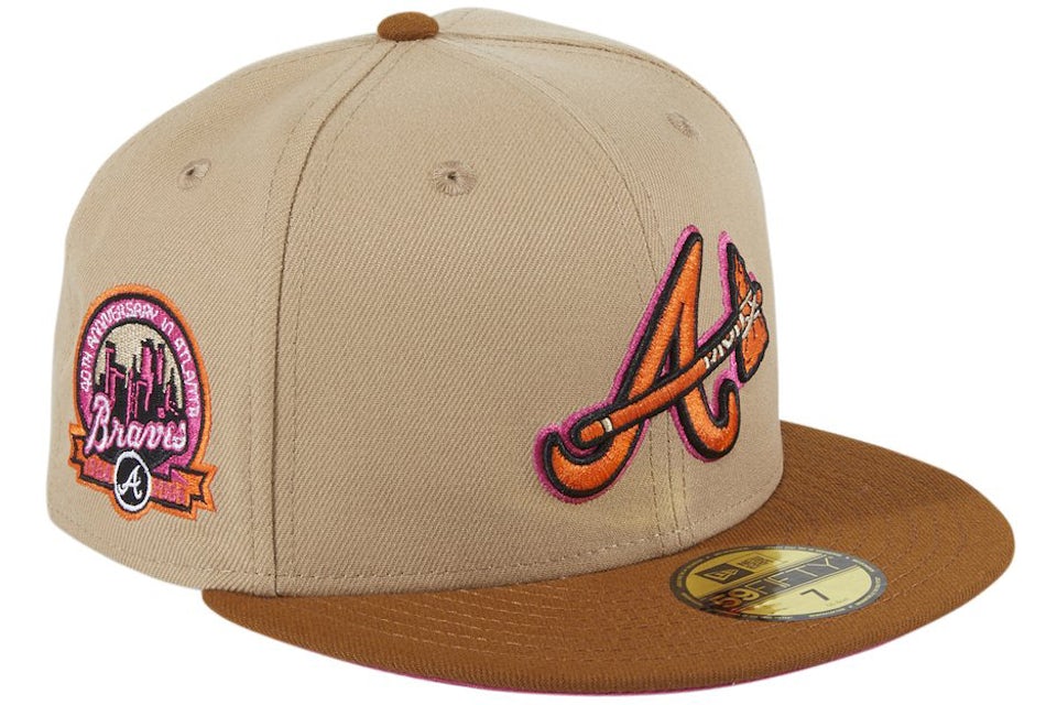 braves fitted hat brown