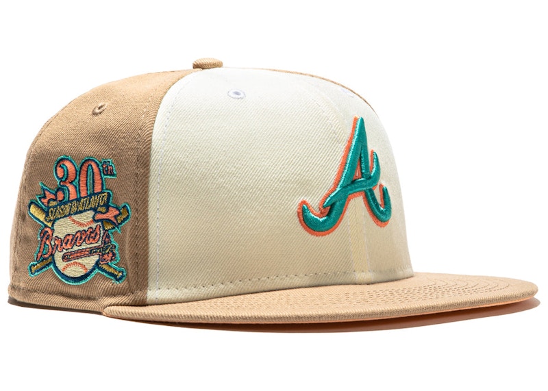 New Era Atlanta Braves Sugar Shack 2.0 30th Anniversary Patch Rail Hat Club  Exclusive 59Fifty Fitted Hat White/Tan/Peach