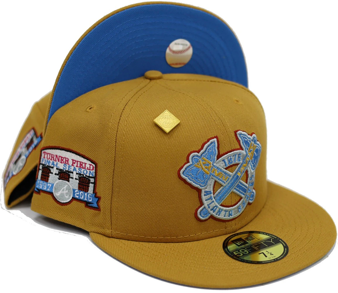 New Era Atlanta Braves Powder Blues Sky Throwback Edition 59Fifty Fitted Hat, FITTED HATS, CAPS
