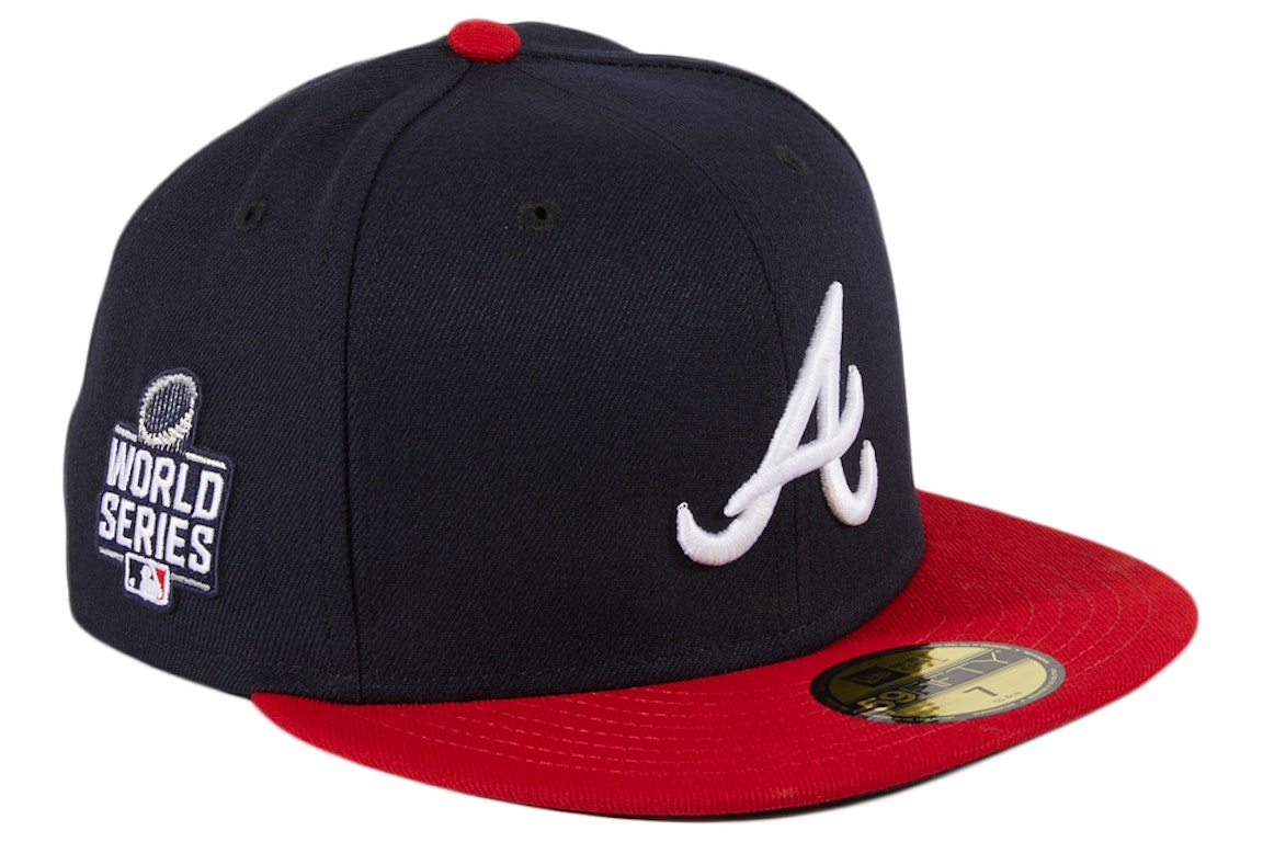 Pre-owned New Era Atlanta Braves World Series 2021 Home Authentic Collection 59fifty Fitted Hat Navy/red