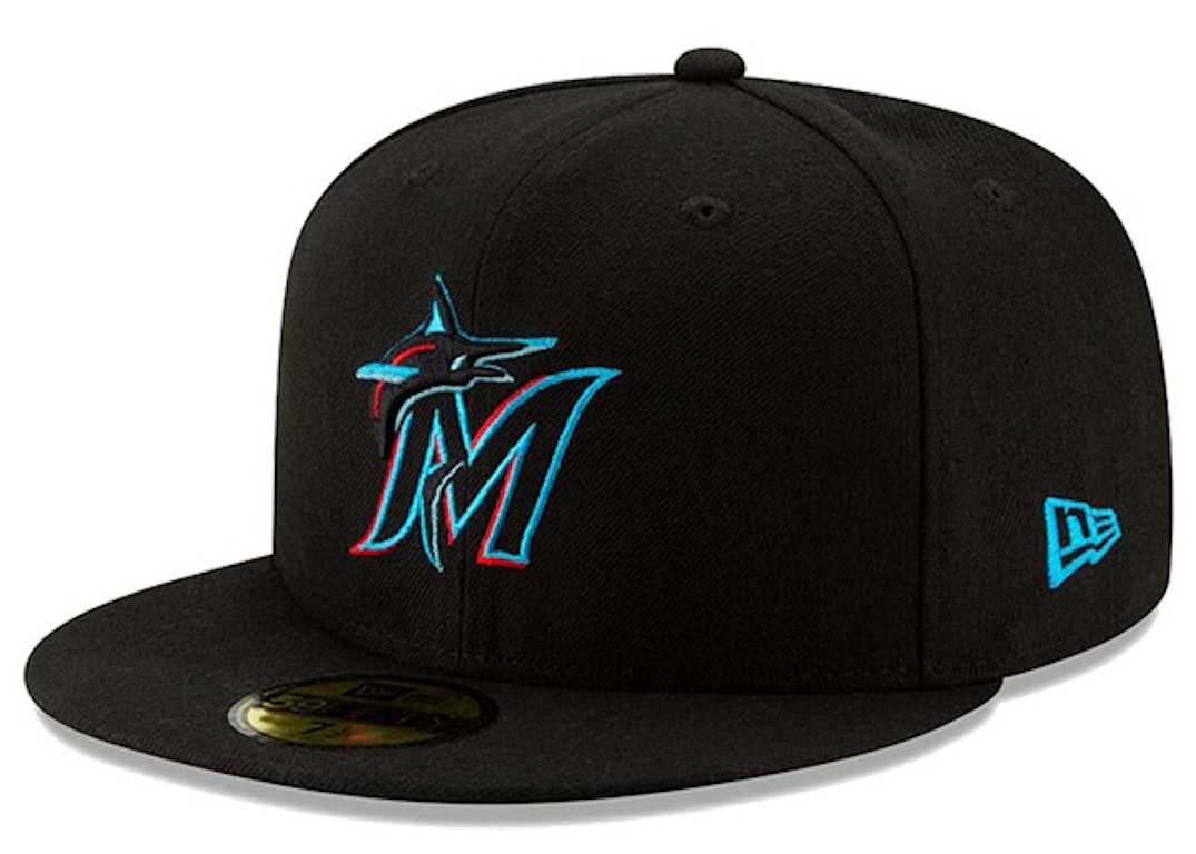 Pre-owned New Era Authentic Collection Miami Marlins On-field Game 59fifty Fitted Hat Black