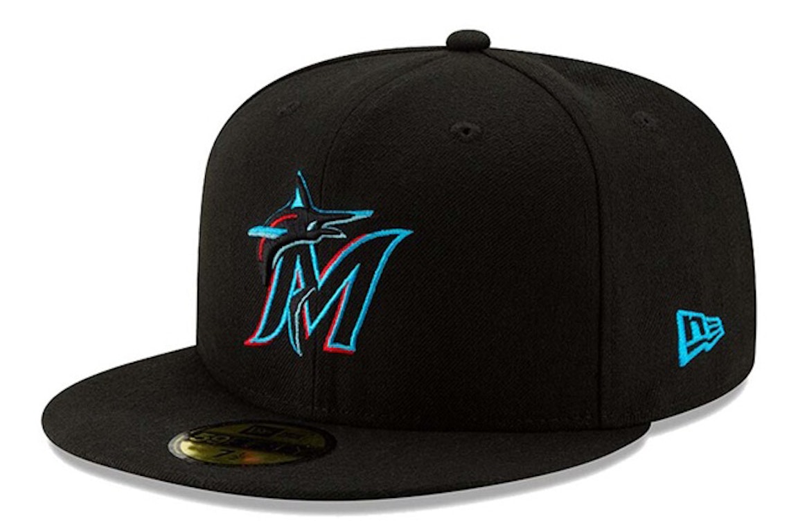 Pre-owned New Era Authentic Collection Miami Marlins On-field Game 59fifty Fitted Hat Black