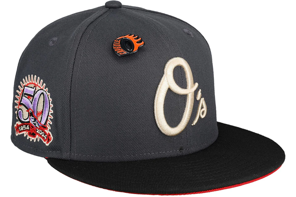 New Era Baltimore Orioles Capsule Burning Rubber 50th Season Fitted Hat ...
