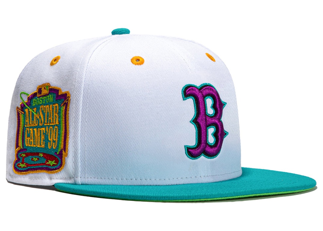 Pre-owned New Era Boston Red Sox 1999 Dogtown All Star Game Patch Hat Club Exclusive 59fifty Fitted Hat White/ In White/teal