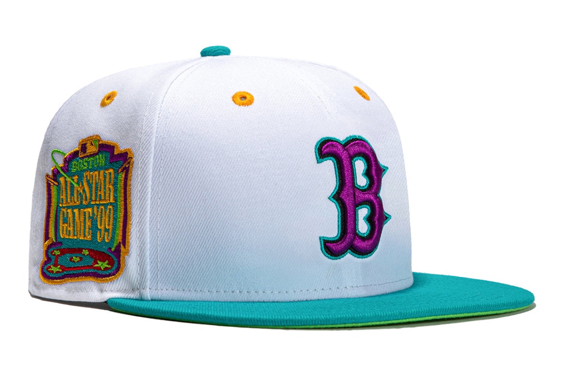 Pre-owned New Era Boston Red Sox 1999 Dogtown All Star Game Patch Hat Club Exclusive 59fifty Fitted Hat White/ In White/teal