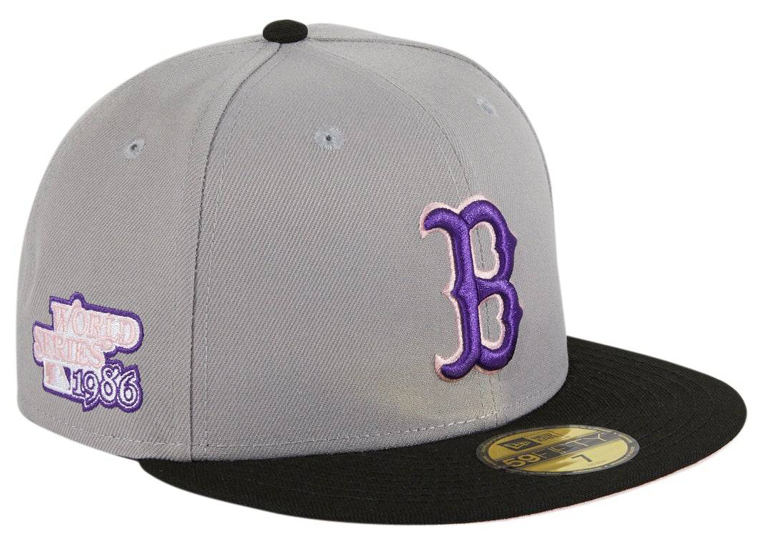 New Era Boston Red Sox Fuji 1986 World Series Patch Hat Club Exclusive 59Fifty Fitted Hat Grey/Black