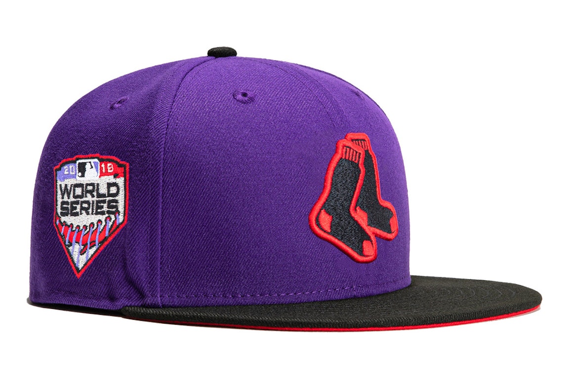 Pre-owned New Era Boston Red Sox T-dot 2004 World Series Patch Alternate Hat Club Exclusive 59fifty Fitted Hat In Purple/black