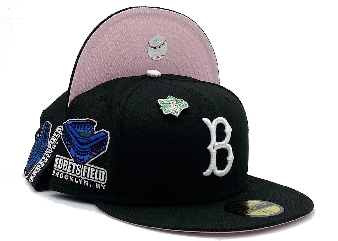 New Era Brooklyn Dodgers Crossroads Pt 2 Brooklyn Ebbets Field Patch  Capsule Hats Exclusive 59Fifty Fitted Hat Black/Pink Men's - SS21 - US