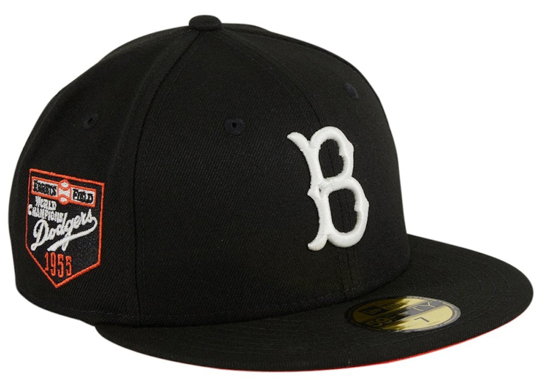 Pre-owned New Era Brooklyn Dodgers Glow My God 1955 World Series Patch Hat Club Exclusive 59fifty Fitted Hat B In Black