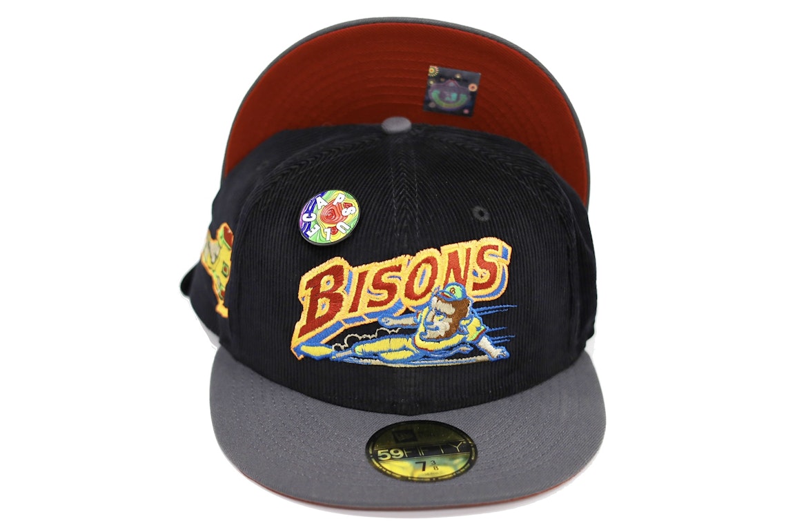 Pre-owned New Era Buffalo Bisons Capsule Doppler Radar Collection New York State 59fifty Fitted Hat Black/red