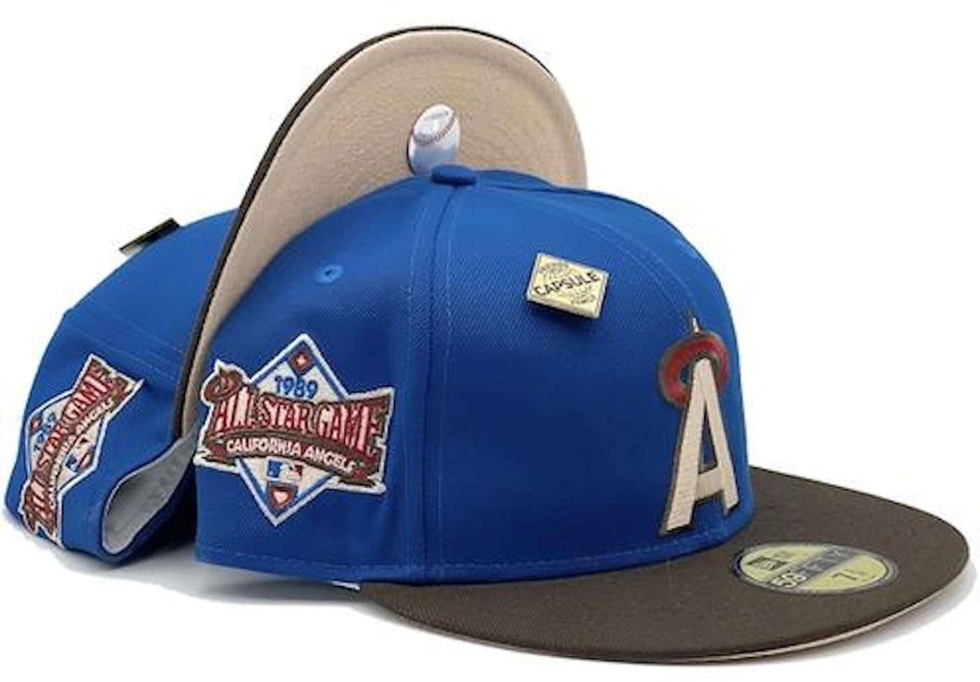New Era California Angels Blue Nitro Collection (Friends and Family) 1989  All Star Game Capsule Hats Exclusive 59Fifty Fitted Hat Blue/Peach Men's -  US
