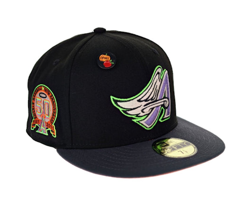 Pre-owned New Era California Angels Capsule Autumn Collection 50th Anniversary Patch Fitted Hat Fitted Hat In Black/or