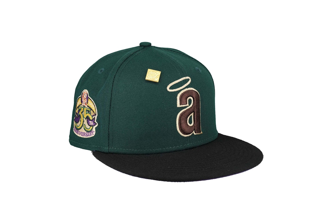 Pre-owned New Era California Angels Capsule Green Bark 35th Aniversary 59fifty Fitted Hat Green/purple