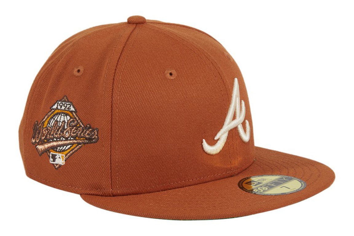 Pre-owned New Era Campfire Atlanta Braves 1992 World Series Patch Hat Club Exclusive 59fifty Fitted Hat Burnt  In Burnt Orange