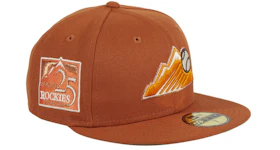 New Era Campfire Colorado Rockies Mountain 25th Anniversary Patch Hat Club Exclusive 59Fifty Fitted Hat Burnt Orange