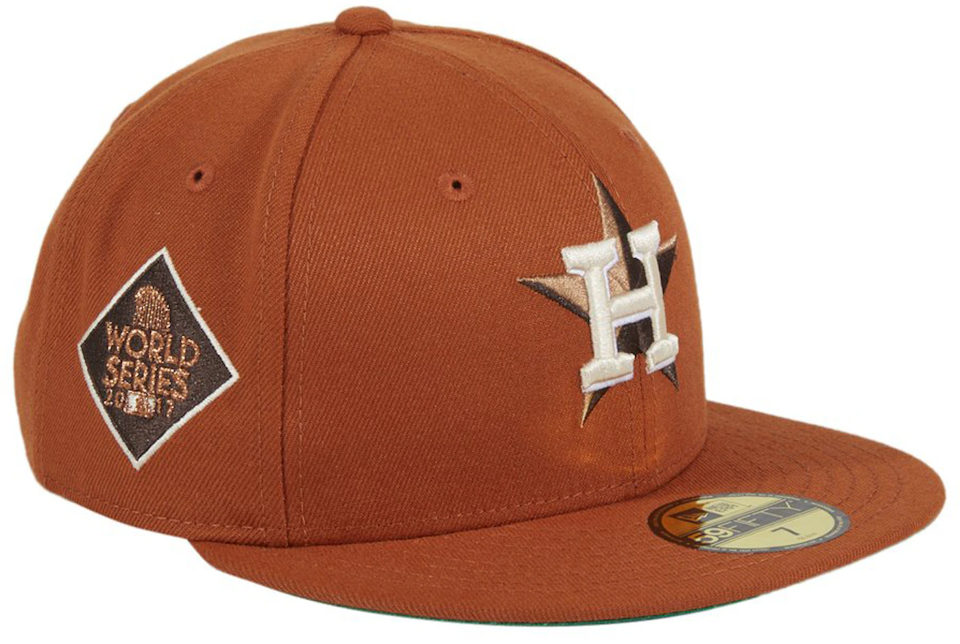 New Era 59Fifty Houston Astros Fitted Hat Patch Peach UV-Size 7 1/4-With Pin