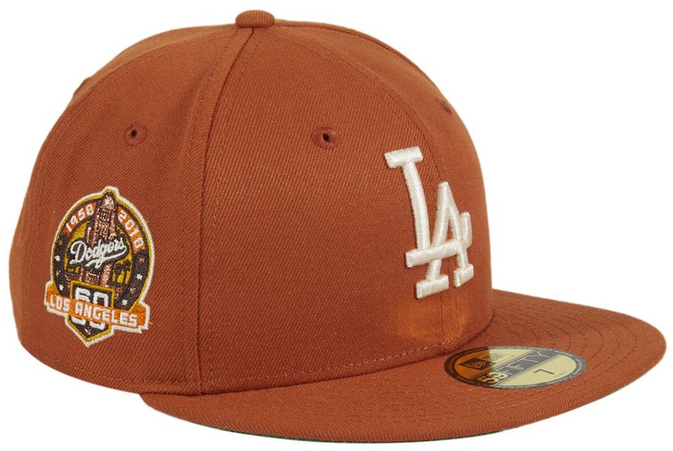 New Era 59FIFTY Los Angeles Dodgers 60th Anniversary Stadium Patch Hat - Olive, Burnt Orange Olive/Burnt Orange / 7 1/4