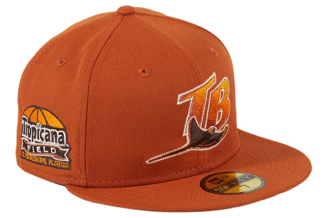 Pre-owned New Era Campfire Tampa Bay Rays Tropicana Stadium Patch Hat Club Exclusive 59fifty Fitted Hat Burnt  In Burnt Orange