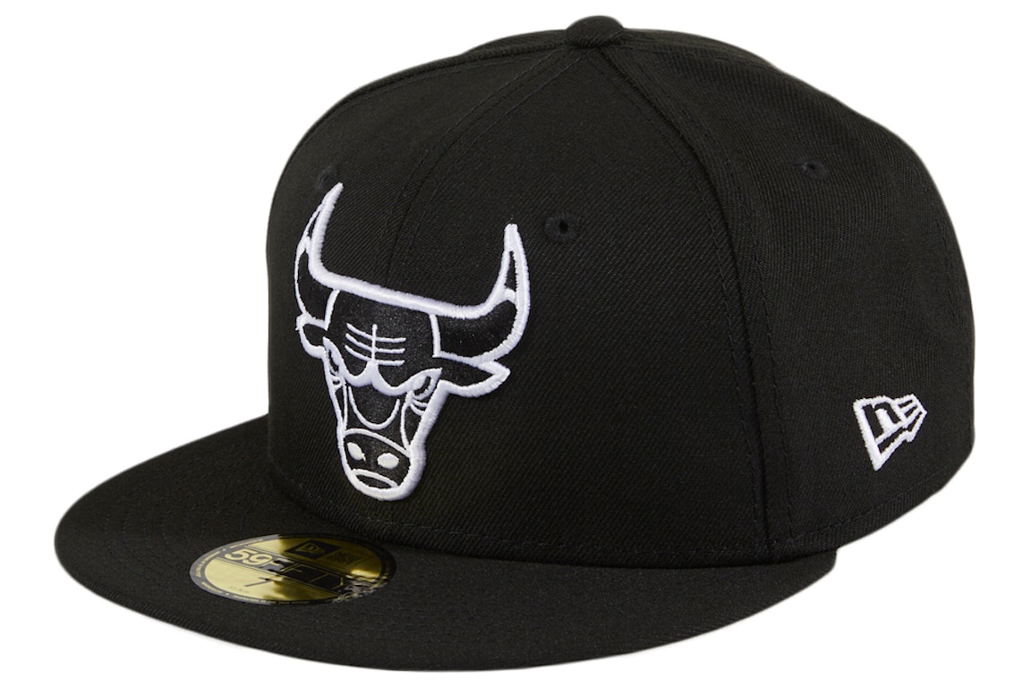 Pre-owned New Era Chicago Bulls 59fifty Fitted Hat Black/white