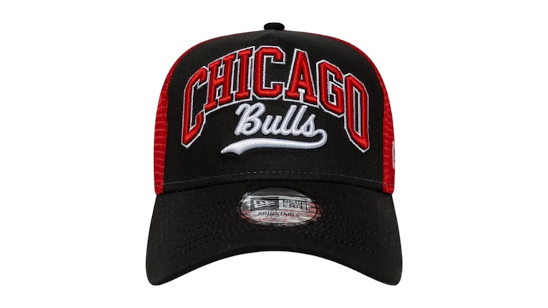 Pre-owned New Era Chicago Bulls Script Ef Trucker Cap (ss25) In Black