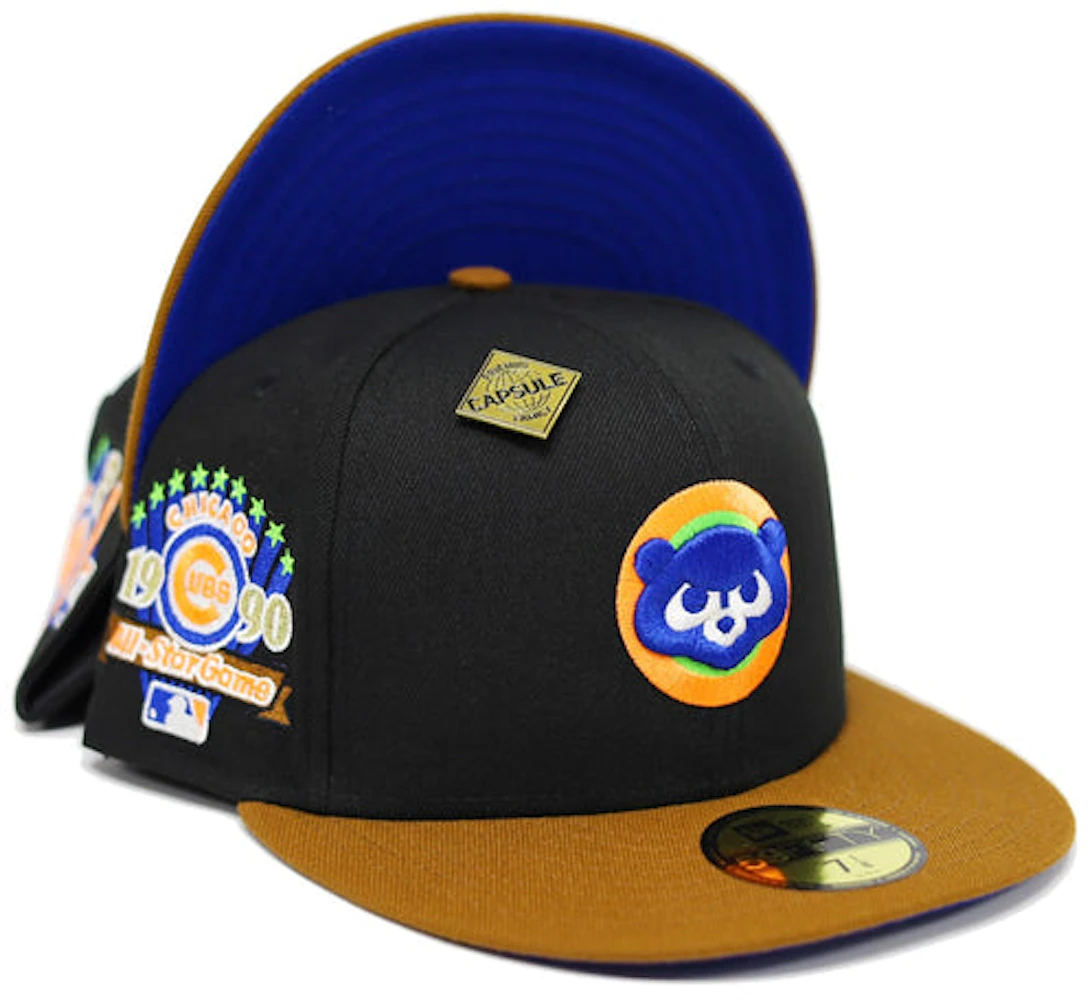 New Era Chicago Cubs 1990 All Star Game Patch Capsule Hats Exclusive 59FIFTY Fitted Hat Black/Blue