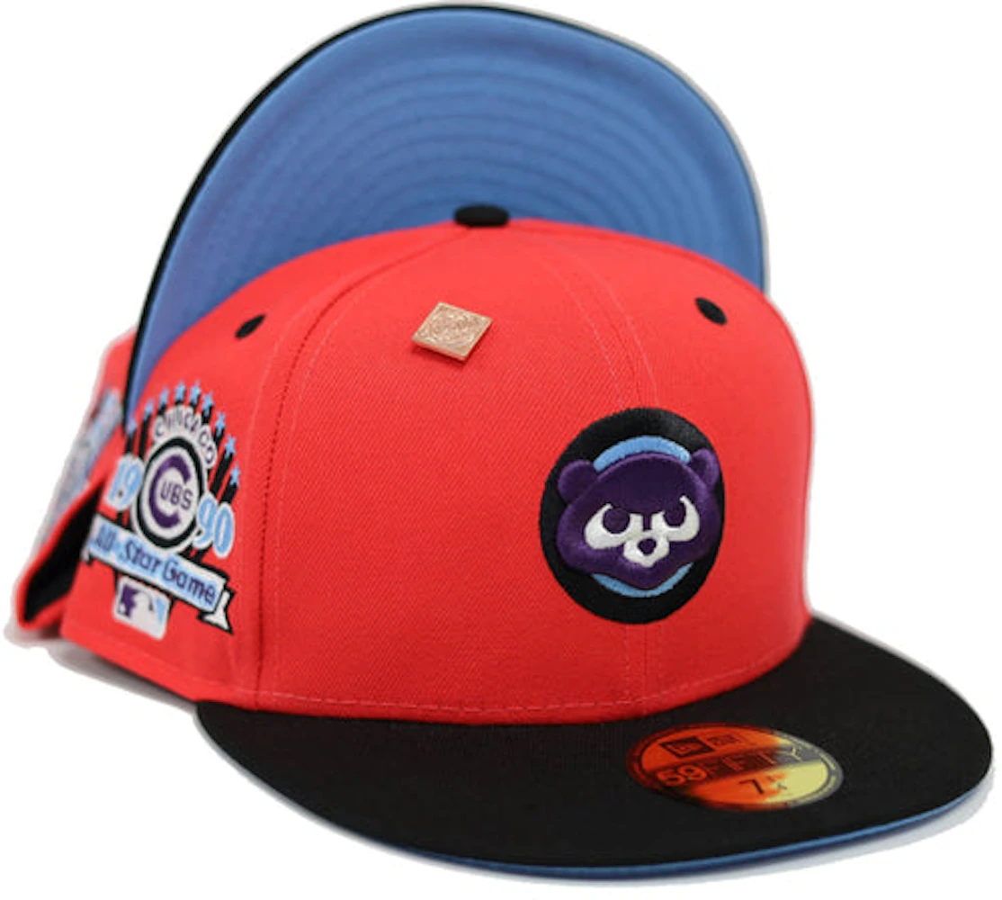 New Era Chicago Cubs 1990 All Star Game Patch Capsule Hats Exclusive  59Fifty Fitted Hat Red/Blue - US