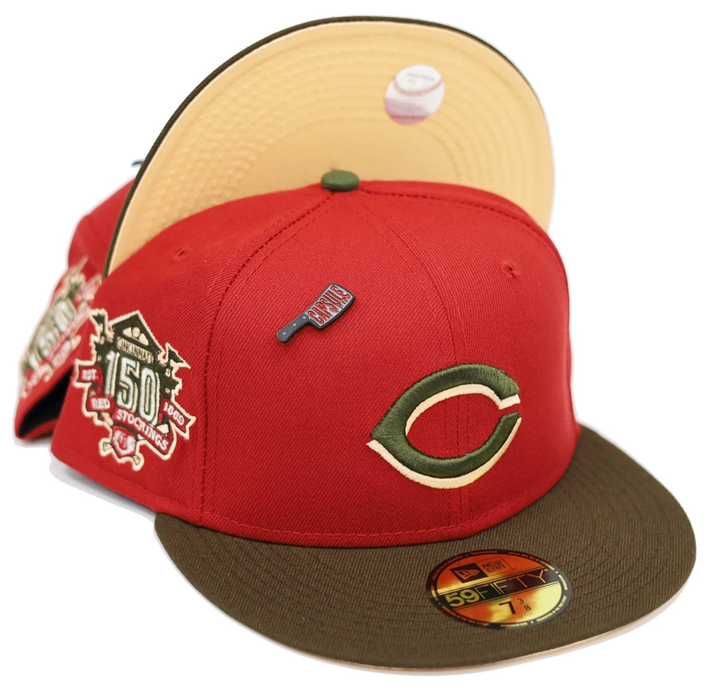 New Era Cincinnati Reds Capsule Nights of Terror 150th Anniversary 59Fifty  Fitted Hat Red/Peach