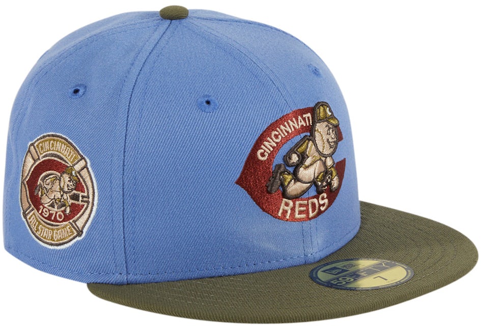 New Era Cincinnati Reds Great Outdoors 1970 All Star Game Patch Hat Club  Exclusive 59Fifty Fitted Hat Indigo/Olive Men's - SS22 - US