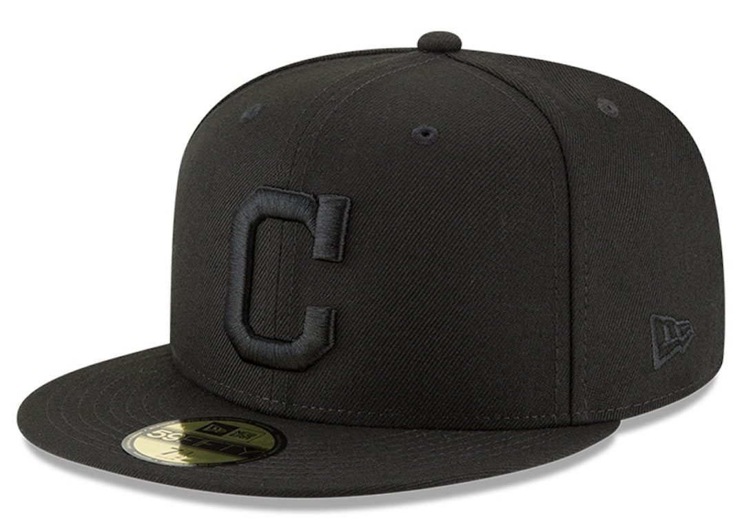 Pre-owned New Era Cleveland Indians 59fifty Fitted Hat Black/black