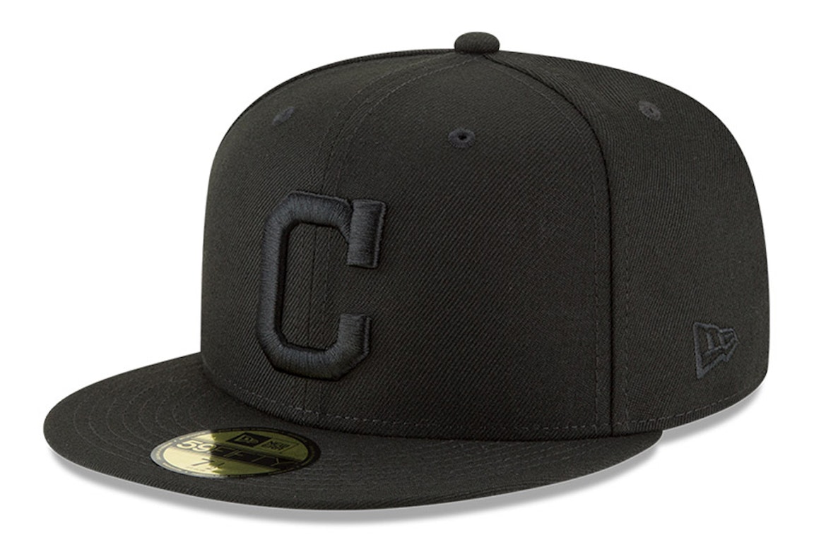 Pre-owned New Era Cleveland Indians 59fifty Fitted Hat Black/black