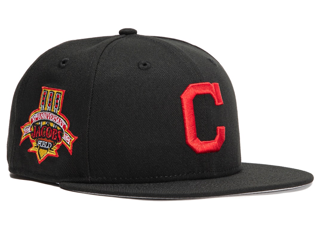 Pre-owned New Era Cleveland Indians Aux Pack Vol 2 Jacobs Field Patch Hat Club Exclusive 59fifty Fitted Hat Bl In Black/red